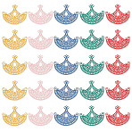 30Pcs 5 Colors 201 Stainless Steel Filigree Joiners Links, Spray Painted, Etched Metal Embellishments, Fan, Mixed Color, 35x42x0.3mm, Hole: 0.6~1.5mm, 6pcs/color(STAS-DC0008-48)
