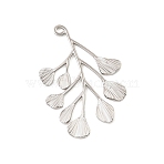 304 Stainless Steel Pendants, Leaf Charms, Stainless Steel Color, 41.5x28.5x1.5mm, Hole: 1.8mm(STAS-Z199-12P-03)