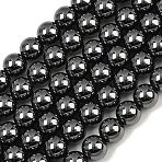 Synthetic Non-magnetic Hematite Beads Strands, Smooth Round, Grade 5A, 8mm, Hole: 1.2mm, about 53pcs/strand, 16.14''(41cm)(GG-CBAB93D-B01-8mm)