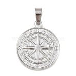 304 Stainless Steel Pendants, Compass, Stainless Steel Color, 26x22x3mm, Hole: 6.5x4mm(STAS-C154-06A-P)