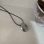 Alloy Pendant Black Waxed Cord Long Necklaces for Women, Platinum, Oval, 35.43 inch(90cm)(FS-WG7FF48-04)