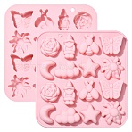 16 Farmer's Countryside Theme 8 Different Pattern Shapes Silicone Mold Chocolate Mold Cake Mold, Rectangle, Pink, 150x145x20mm(ST-CJ0007-05)