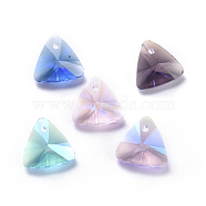 Glass Rhinestone Charms, Faceted, Triangle, Mixed Color, 11x11.5x6mm, Hole: 1.2mm(RGLA-L018-A-M)