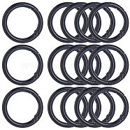 18Pcs Zinc Alloy Spring Gate Rings, Round Ring, Black, 6 Gauge, 33x4mm, Inner Diameter: 25mm(FIND-SP0001-39)