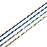 4 Strands 4 Colors Vacuum Plating Electroplate Non-magnetic Synthetic Hematite Bead Strands, with Matte Style, Cube, Mixed Color, 1strand/color(G-FW0001-16)