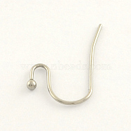 304 Stainless Steel Earring Hooks, Ear Wire, Stainless Steel Color, 22x12x0.7mm, Ball: 2mm, 20 Gauge, Pin: 0.8mm(STAS-R063-34)