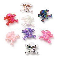 UV Plating Opaque Acrylic Beads, Iridescent, Skull, Mixed Color, 30x34x4mm, Hole: 2.7mm(SACR-L005-04)
