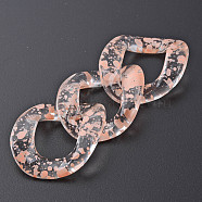 Transparent Acrylic Linking Rings, Quick Link Connectors, for Curb Chains Making, Twist Oval, Light Salmon, 40x33x10mm, Inner Diameter: 19x23mm(OACR-N009-015A-B11)
