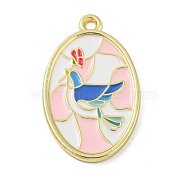 Alloy Pendants, with Enamel, Oval, Golden, Pigeon, 28x17x2mm, Hole: 2mm(FIND-Z011-03E)