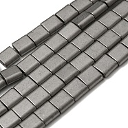 Electroplated Non-magnetic Synthetic Hematite Beads Strands, Square, Matte Style, 2-Hole, Gray, 6x6x3mm, Hole: 1.2mm, about 69pcs/strand, 15.55 inch(39.5cm)(G-C106-A01-02)