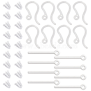 200Pcs Plastic Earring Hooks, with 200Pcs PVC Stud Earring Findings, with Horizontal Loops & 400Pcs Plastic Ear Nuts, WhiteSmoke, 13x2~7mm, Hole: 0.8~1mm, 20 Gauge, Pin: 0.8mm(KY-SC0001-73)