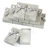 Rectangle Paper Jewelry Set Gift Box, with White Sponge Mat and Bowknot, for Rings, Necklace, Earrings, Dark Gray, 8.4x5.4cm(CON-TAC0013-01D)