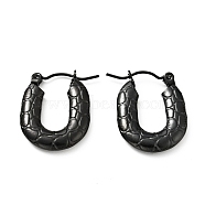 Ion Plating(IP) 304 Stainless Steel Rectangle Chunky Hoop Earrings for Women, Electrophoresis Black, 22x17x3mm, Pin: 0.8mm(EJEW-G293-05EB)