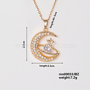 Elegant Fashion Copper Inlaid Zircon Star Moon Necklace Women's Jewelry, 15.75 inch(400mm)(RL5391-1)