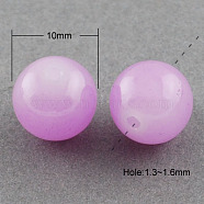 Imitation Jade Glass Beads Strands, Spray Painted, Round, Violet, 10mm, Hole: 1.3~1.6mm, about 80pcs/strand, 31.4 inch(DGLA-S076-10mm-22)