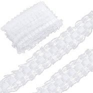 Gorgecraft 10 Yards Polyester Pleated Flower Lace Trim, Garment Accessories, White, 1-3/4 inch(46mm), about 10 Yards(9.14m)/Set(OCOR-GF0003-88A)