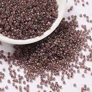 Cylinder Seed Beads, Frosted AB Colors, Round Hole, Uniform Size, Coconut Brown, 2x1.5mm, Hole: 0.8mm, about 888pcs/10g(X-SEED-H001-F13)