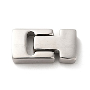 304 Stainless Steel Magnetic Clasps with Glue-in Ends, Rectangle, Stainless Steel Color, 28x15x6mm, Hole: 13x4mm(STAS-P325-01P)