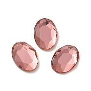 Glass Rhinestone Cabochons, Flat Back & Back Plated, Faceted, Oval, Padparadscha, 14x10x3.5mm(RGLA-P037-13A-D262)