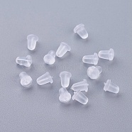 Plastic Ear Nuts, Earring Backs, Clear, 6x4.5mm, Hole: 0.5mm(KY-G006-04-D)