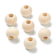 Natural Unfinished Wood Beads, Macrame Beads, Round Wooden Large Hole Beads, Antique White, 24x20.5mm, Hole: 10mm, about 130pcs/500g(WOOD-XCP0001-20A)