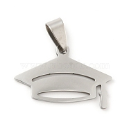 201 Stainless Steel Pendants, Doctorial Hat, Stainless Steel Color, 23x28x1.5mm, Hole: 8x4mm(STAS-D190-08P)