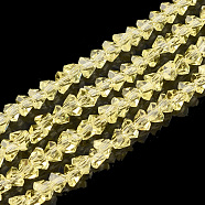 Transparent Glass Beads Strands, Triangle, Light Khaki, 4x4x2.5mm, Hole: 0.5mm, 141~151pcs/strand, 13.3 inch~15.7 inch(GLAA-S178-01D)