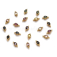 Real 18K Gold Plated Brass Micro Pave Cubic Zirconia Links Connectors, Long-Lasting Plated, Teardrop, Mixed Color, 11.5x5x4mm, Hole: 1.2mm(ZIRC-L100-007G)