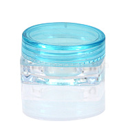 Transparent Plastic Empty Portable Facial Cream Jar, Tiny Makeup Sample Containers, with Screw Lid, Square, Cyan & Clear, 3x1.5cm, Capacity: 3g(CON-PW0001-005A-08)