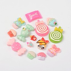 Mixed Color Candy & Cake Resin Cabochons, 11~23.5x9~25x4.5~13mm(CRES-MSMC002-45)