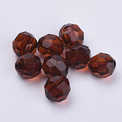 Transparent Acrylic Beads, Faceted, Round, Coconut Brown, 8x7mm, Hole: 1.5mm, about 1810pcs/500g(TACR-Q257-8mm-V60)