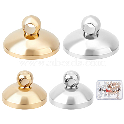 40Pcs 4 Style Brass Bead Cap Pendant Bails, for Globe Glass Bubble Cover Pendants, Golden & Silver, 8x5.5mm, Hole: 1.6mm, 10x6mm, Hole: 1.8mm, 10Pcs/style(FIND-BBC0001-12)