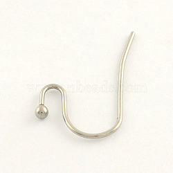 Tarnish Resistant 304 Stainless Steel Earring Hooks, Ear Wire, Stainless Steel Color, 22x12x0.7mm, Ball: 2mm, 20 Gauge, Pin: 0.8mm(STAS-R063-34)