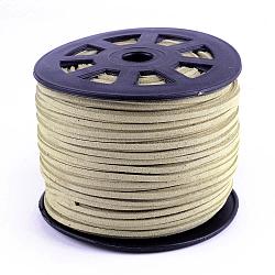 Faux Suede Cords, Faux Suede Lace, Tan, 1/8 inch(3mm)x1.5mm, about 100yards/roll(91.44m/roll), 300 feet/roll(LW-S028-04)