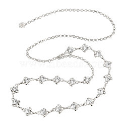 Alloy Flower Link Chain Waist Chains, Chain Belt for Skirt Dress Overcoat Accessories, Platinum, 20-1/8 inch(51.1cm)(FIND-WH0421-95P)