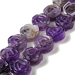 Natural Amethyst Beads Strands, Rose, 14x7.5~8mm, Hole: 1.2mm, about 28~29pcs/strand, 15.16''(38.5~41.5cm)(G-D475-01J)