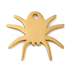 Halloween 201 Stainless Steel Pendants, Spider Charm, Golden, 15.5x16.5x1mm, Hole: 1.5mm(STAS-D053-13G)