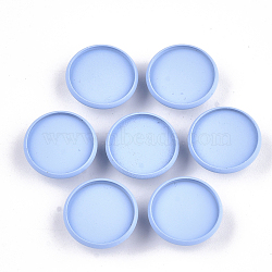 Spray Painted Environmental Iron Slide Charms Cabochon Settings, For Hair Band and Hair Tie Decoration, Flat Round, CornflowerBlue, Tray: 18mm; 20x6mm, Hole: 3.5x5mm(IFIN-T009-17B-02)