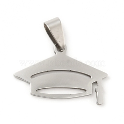 Non-Tarnish 201 Stainless Steel Pendants, Doctorial Hat, Stainless Steel Color, 23x28x1.5mm, Hole: 8x4mm(STAS-D190-08P)