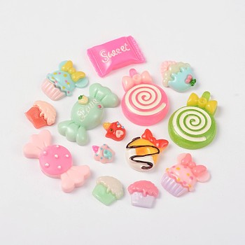 Mixed Color Candy & Cake Resin Cabochons, 11~23.5x9~25x4.5~13mm