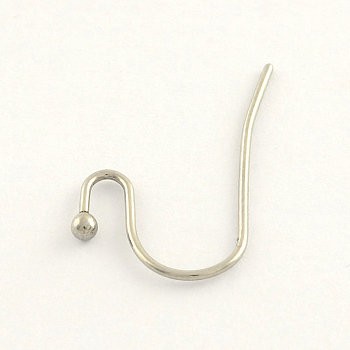 304 Stainless Steel Earring Hooks, Ear Wire, Stainless Steel Color, 22x12x0.7mm, Ball: 2mm, 20 Gauge, Pin: 0.8mm