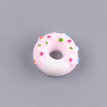 Resin Decoden Cabochons, Donut, Imitation Food, Pink, 13x5mm