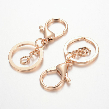Iron Keychain Clasp Findings, with Alloy Lobster Claw Clasps and Swivel Clasps, Light Gold, 66mm