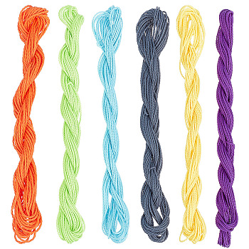 6 Rolls 6 Colors Round Waxed Polyester Cord, Taiwan Waxed Cord, Twisted Cord, Mixed Color, 1mm, about 9.79~9.84 yards(8.96~9m)/roll, 1 roll/color
