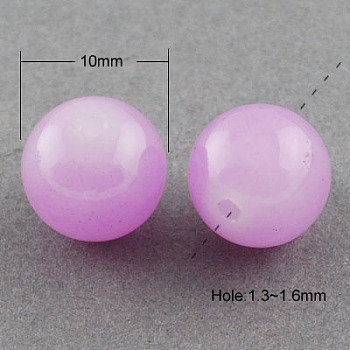 Imitation Jade Glass Beads Strands, Spray Painted, Round, Violet, 10mm, Hole: 1.3~1.6mm, about 80pcs/strand, 31.4 inch