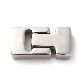 304 Stainless Steel Magnetic Clasps with Glue-in Ends, Rectangle, Stainless Steel Color, 28x15x6mm, Hole: 13x4mm