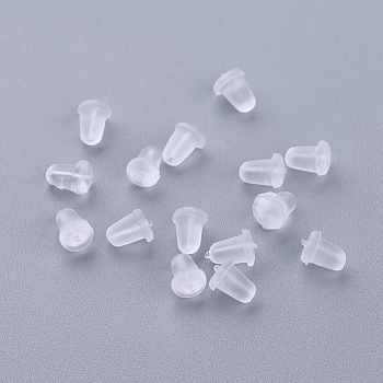 Plastic Ear Nuts, Earring Backs, Clear, 6x4.5mm, Hole: 0.5mm