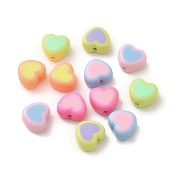Opaque Acrylic Beads, Heart, Mixed Color, 12.5x14x8mm, Hole: 2.5mm, about 431pcs/500g