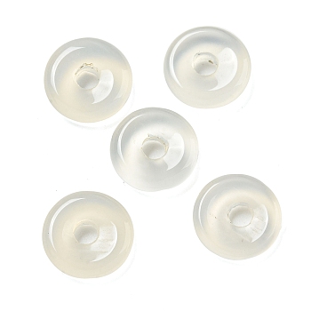 Natural White Agate Donut/Pi Disc Charms, 12~13x3~4mm, Hole: 3mm