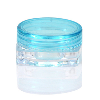 Transparent Plastic Empty Portable Facial Cream Jar, Tiny Makeup Sample Containers, with Screw Lid, Square, Cyan & Clear, 3x1.5cm, Capacity: 3g